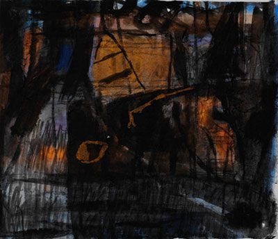 Fensterblick I. 2001, Deckfarbe, 43 x 50 cm