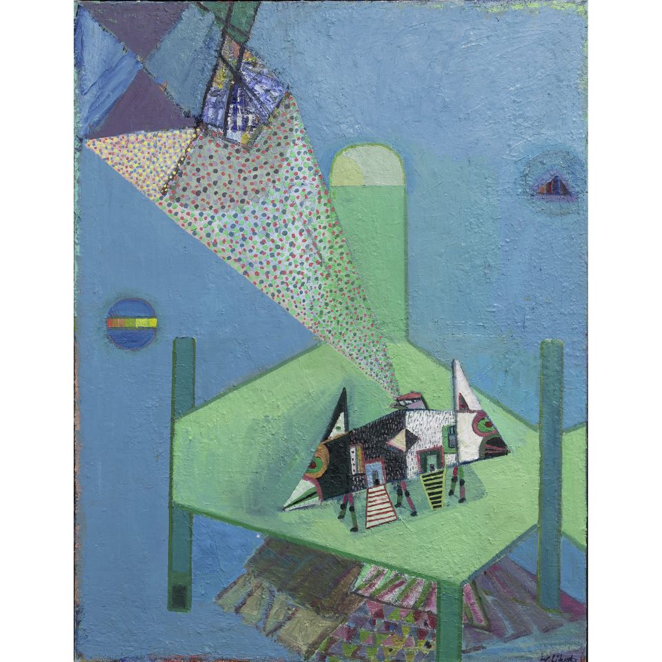 Walter Libuda: Nicht vorn, nicht hinten I. 2010–2019, Öl auf Leinwand, 130x100 cm (Dauerleihgabe der Bau-Metall GmbH Rostock im Kunstmuseum Ahrenshoop) Foto: Christo Libuda