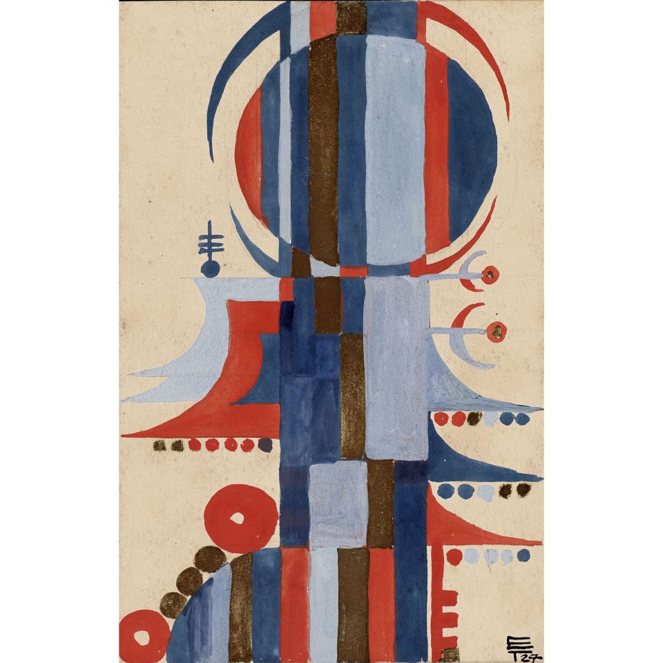Egon Tschirch: Kompositionsstudie abstrakte Flächen. 1927, Deckfarben (Leihgabe Kulturhistorisches Museum Rostock)