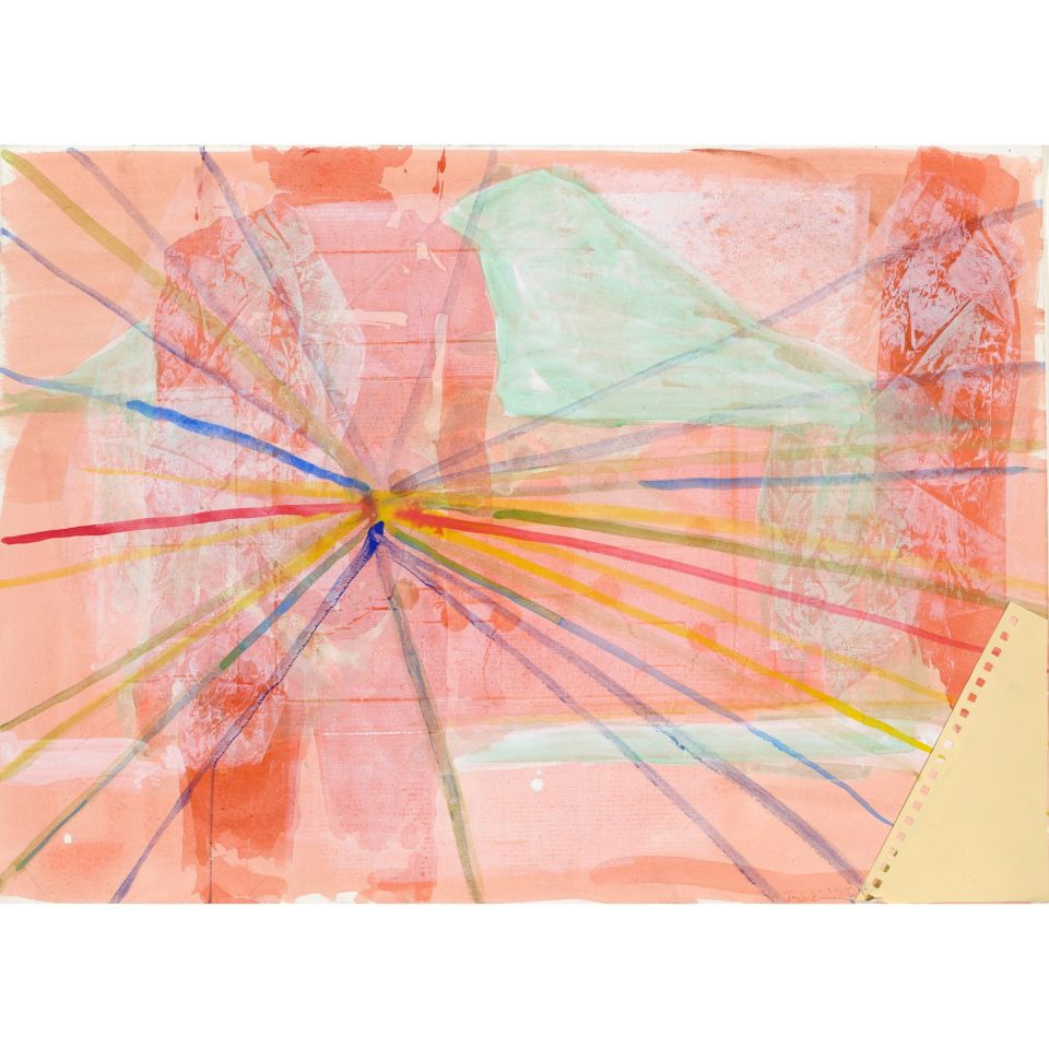 Tanja Zimmermann: Ausgangspunkt. 2025, Eitempera, Collage, 50 x 70 cm