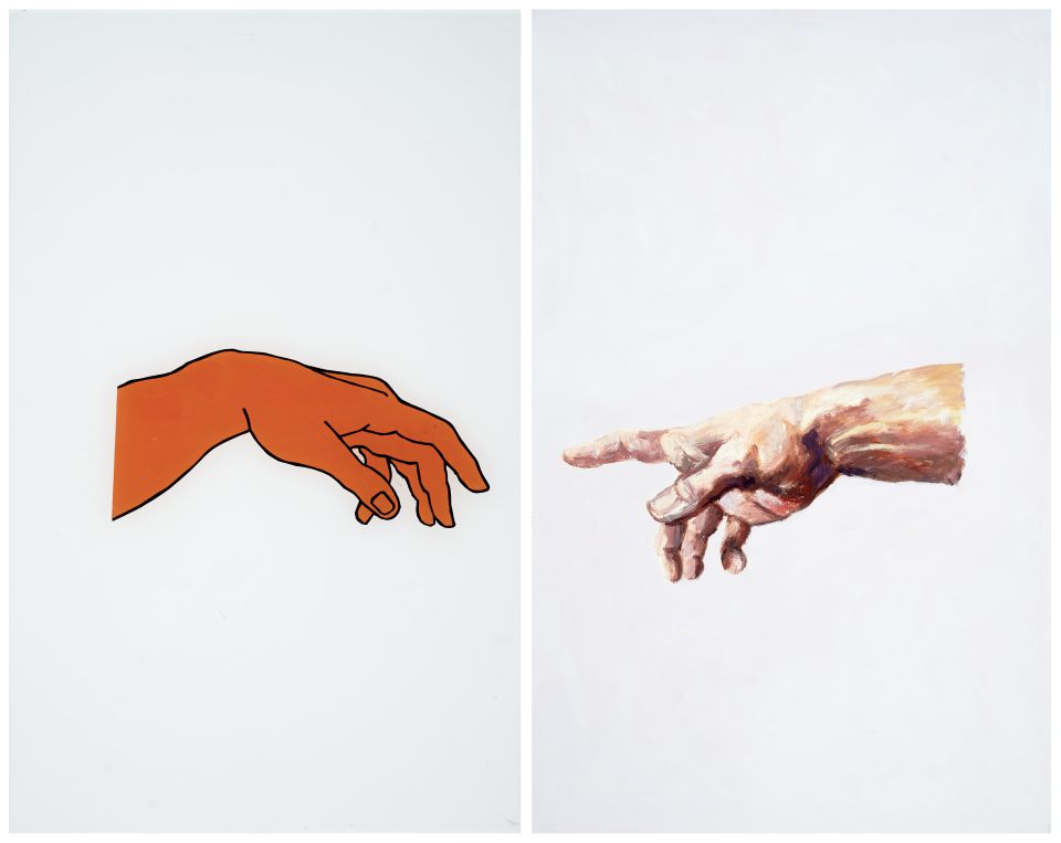 Udo Dettmann: Schwingung, Diptycon, Öl auf Holz / Hinterglasmalerei, 2007, je 80x50 cm (1.400,00 €)