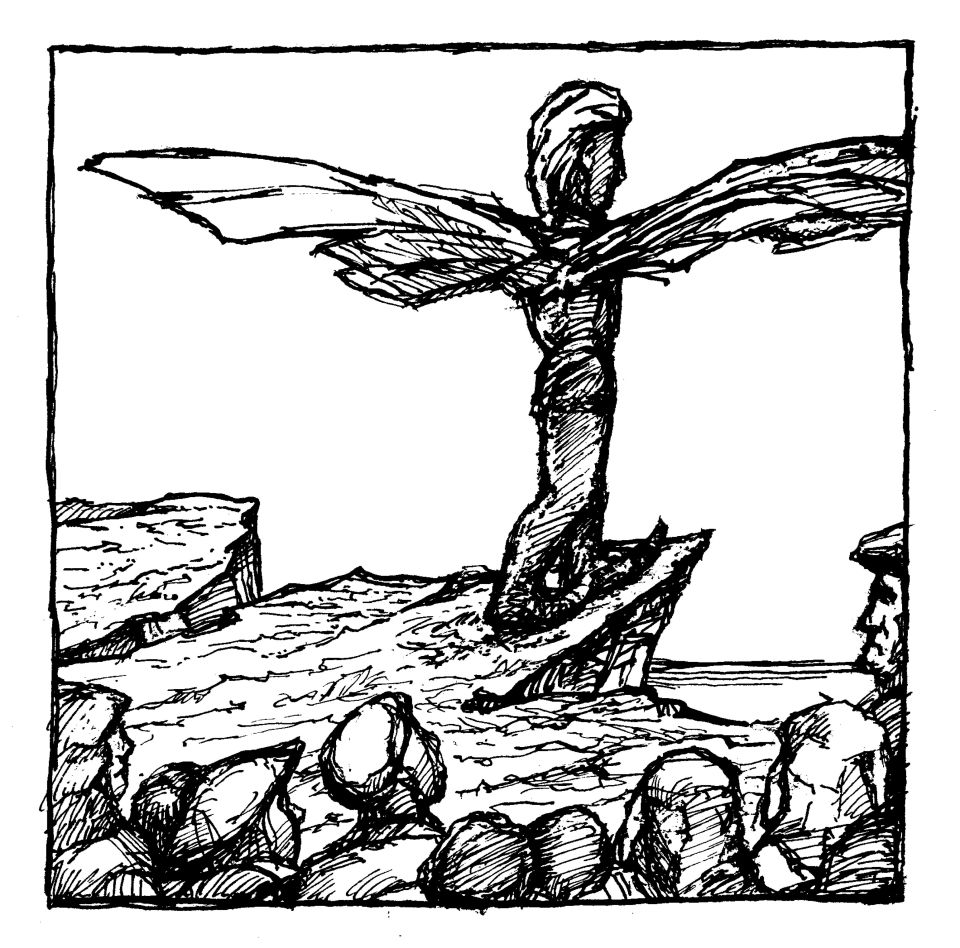 Thomas Wageringel: Eulenspiegel auf Hiddensee. Federzeichung, 2020