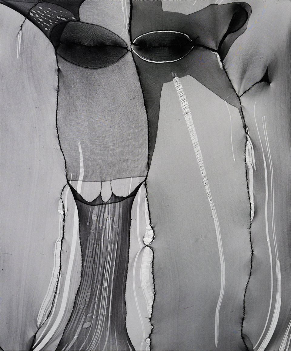 Monika Ortmann, Runaway, Strumpfhose auf Leinwand, 2010, 120x100 cm