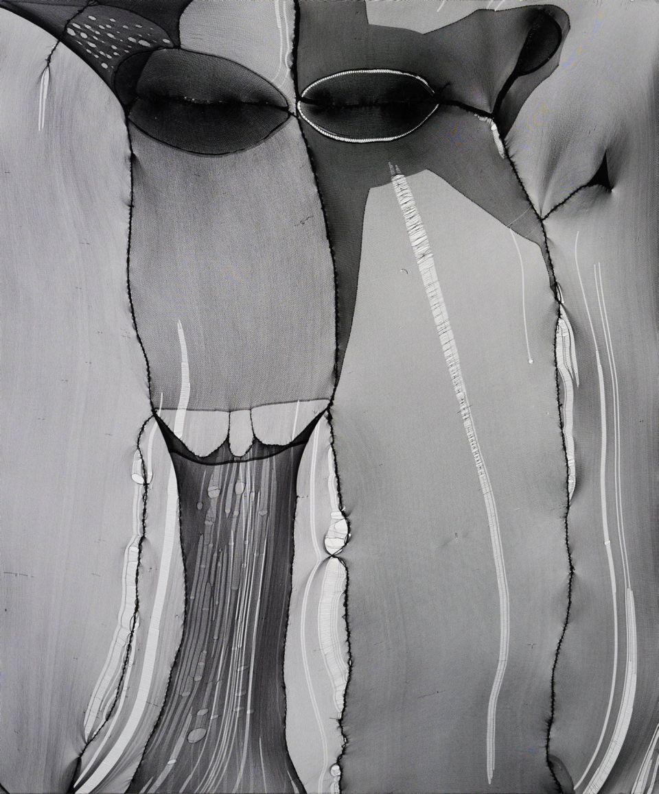 Monika Ortmann, Runaway, Strumpfhose auf Leinwand, 2010, 120x100 cm