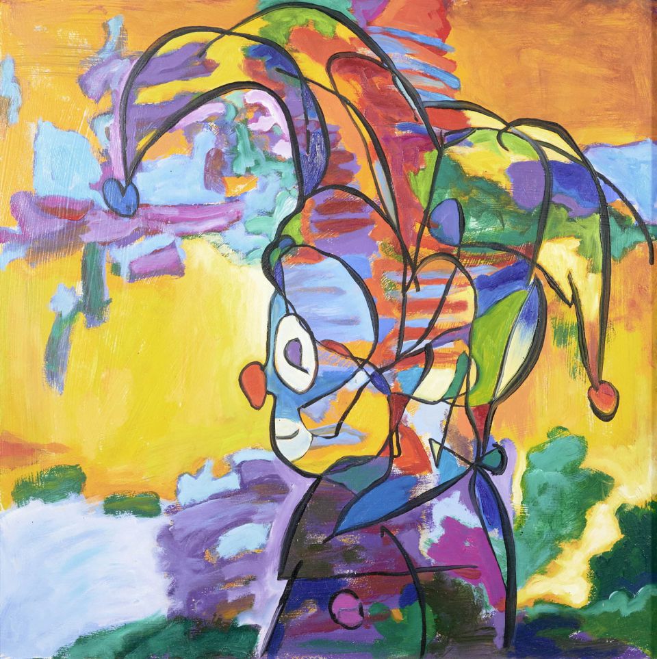 Matthias Bargholz, Du Narr, Öl auf MDF, 2017, 50x50cm