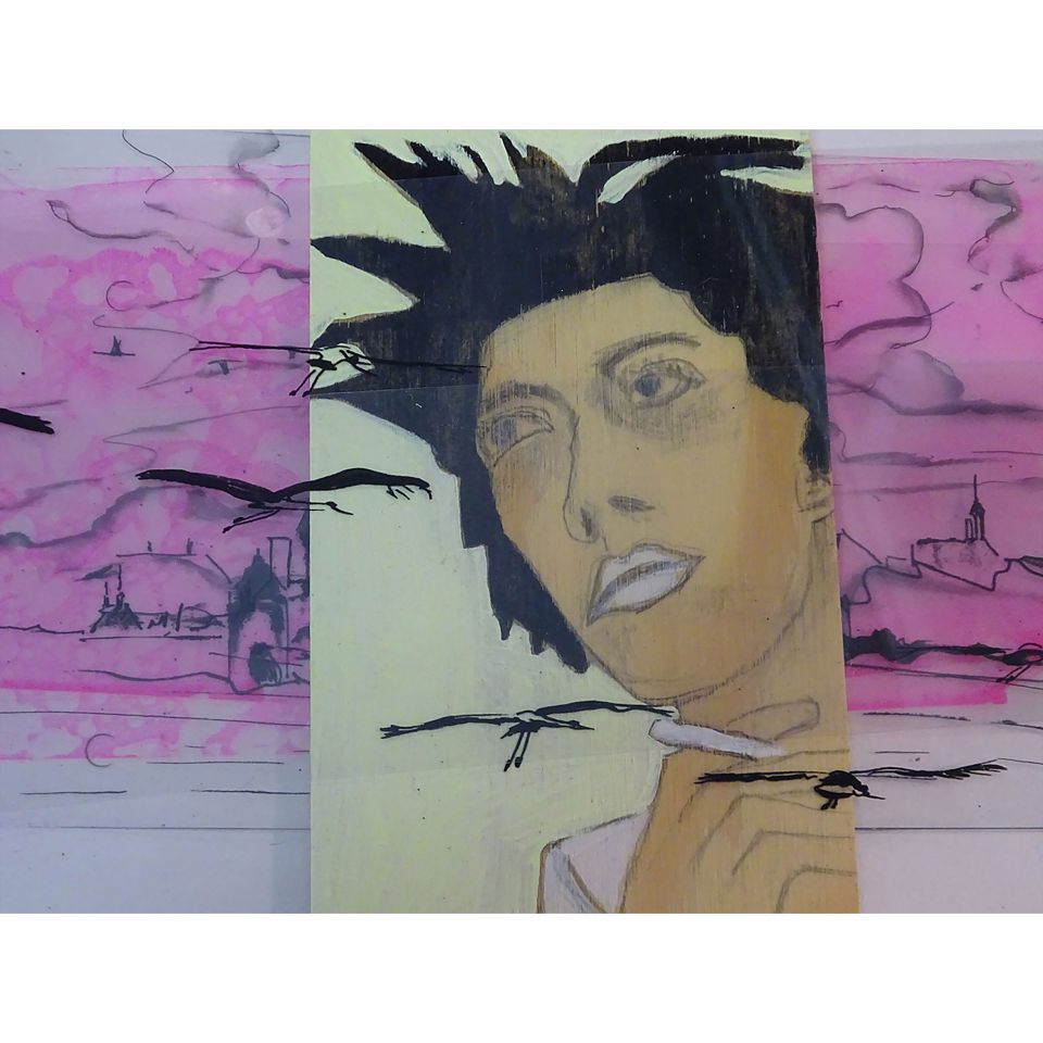 Juliane Ebner: aus der Serie BRANDEN. 2021-23, Mischtechnik auf Folie