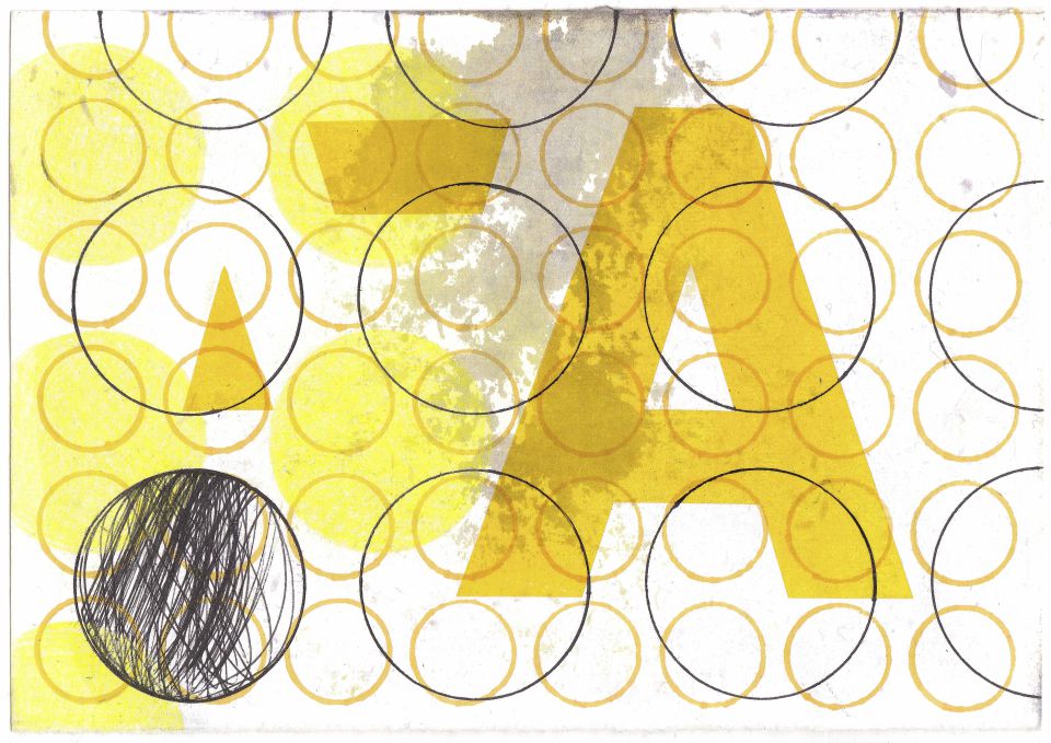 Stine Albrecht: o.T. 2021, Aquarellfarbe, Filzstift, Buntstift, Fineliner auf Folie, 14x20 cm