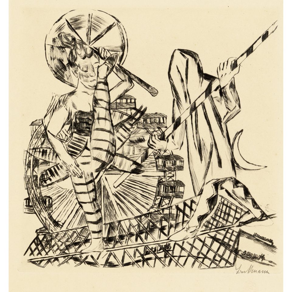 Max Beckmann . Seiltänzer Kaltnadelradierung, 1921