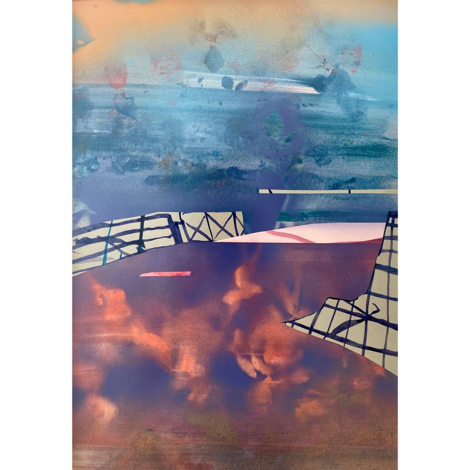 Linda Perthen: Offshore. 2025, Grafische Collage, 50 x 35 cm