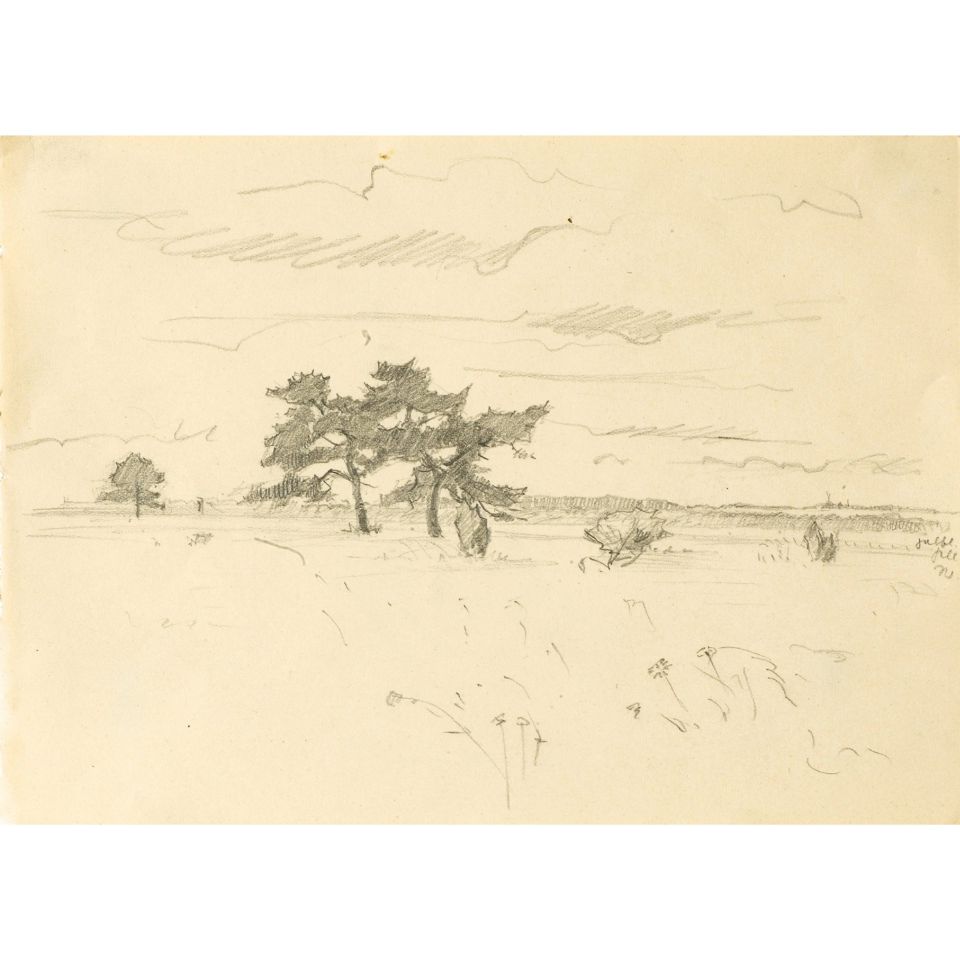 Erich Venzmer: Bäume am Wegrand. o. J., Bleistift (Kunstmuseum Schwaan)