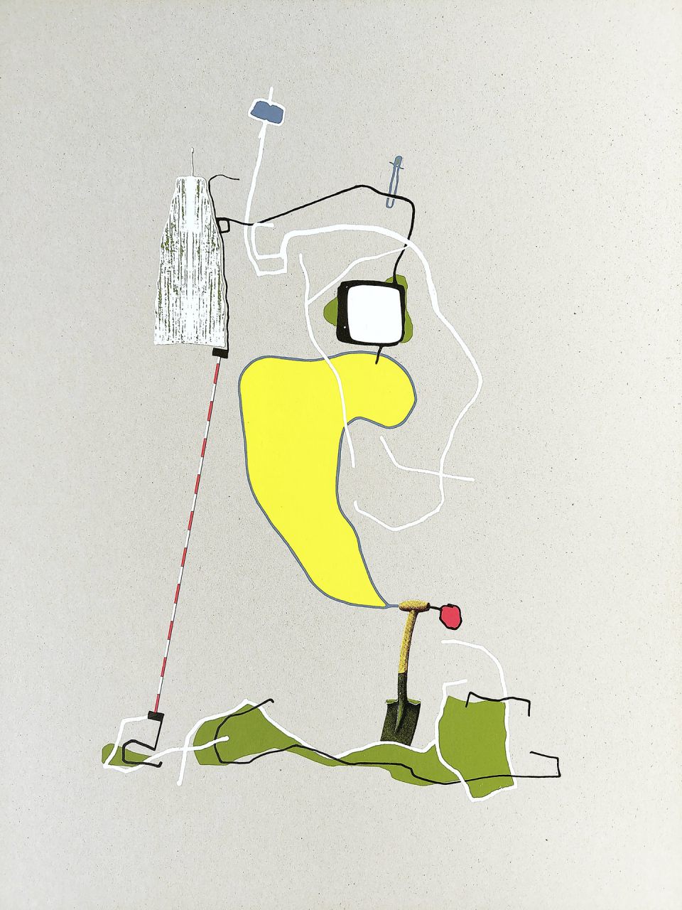 Felix Fugenzahn: Ich warte auf dein Zeichen! 2022, Siebdruck auf Graupappe, Aufl.: 5, 50 x 65 cm