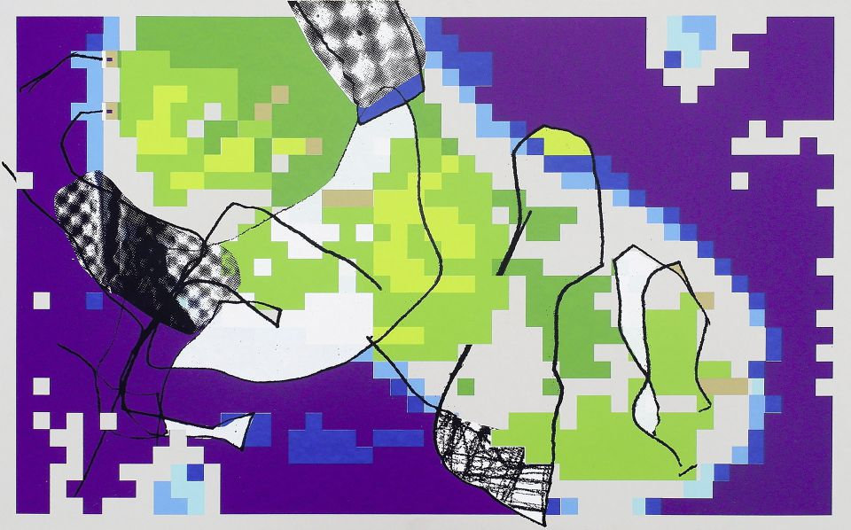 Felix Fugenzahn: Heterogenese I. 2019, Siebdruck auf Graupappe, Aufl.: 5, 95 x 59 cm