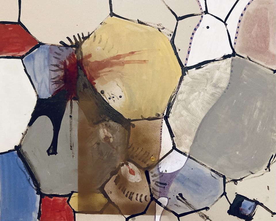 Matthäus Straßenburg: n.n. Acryl & Asphaltlack auf Pappe, 120 x 80 cm