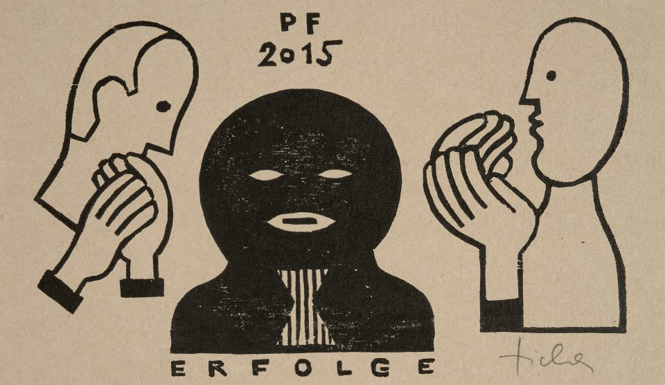 Hans Ticha: Erfolge (Neujahrsgruß) 2015. Hochdruck, 2014