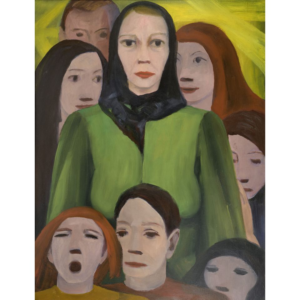 oS, oT (Selbstbildnis und Gruppe) . 1950, Öl auf Pappe