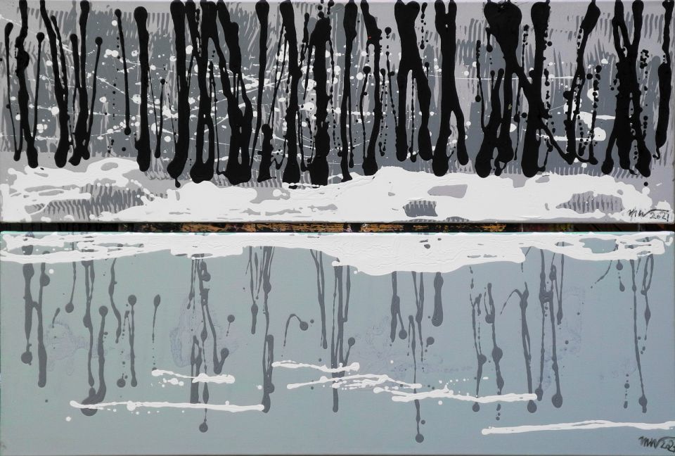 Matthias Wegehaupt: Februar 2021. Acryl/Leinwand, 2021, zweiteilig, je 80x120 cm