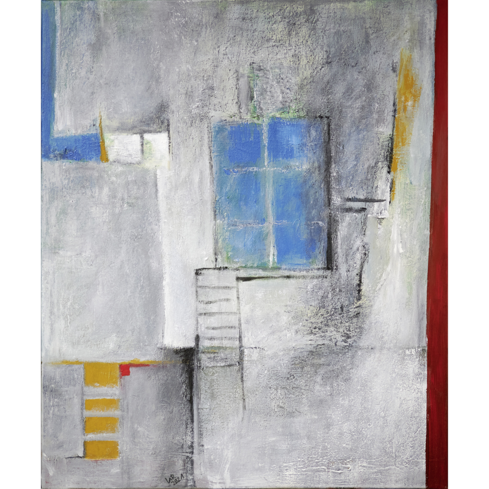 Uta Ruppert: Hinterhof. Acryl auf Leinwand, 2021, 60x50 cm