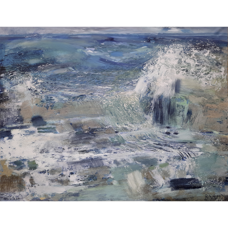 Britta Naumann: Treppe. Acryl/ Öl auf Leinwand, 2021, 100x130 cm