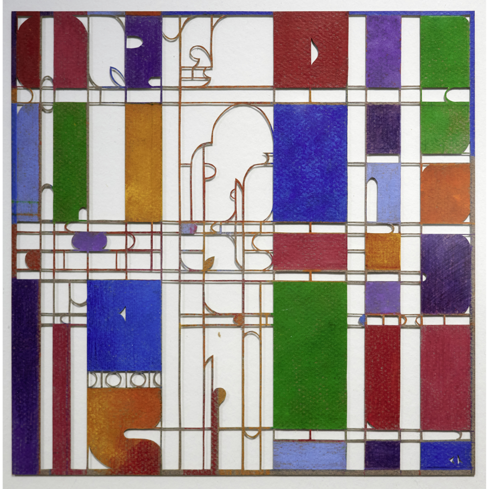 Christoph Chciuk: Q. (Serie aus 8 Arbeiten) Papierschnitt, 2021, 20x20 cm