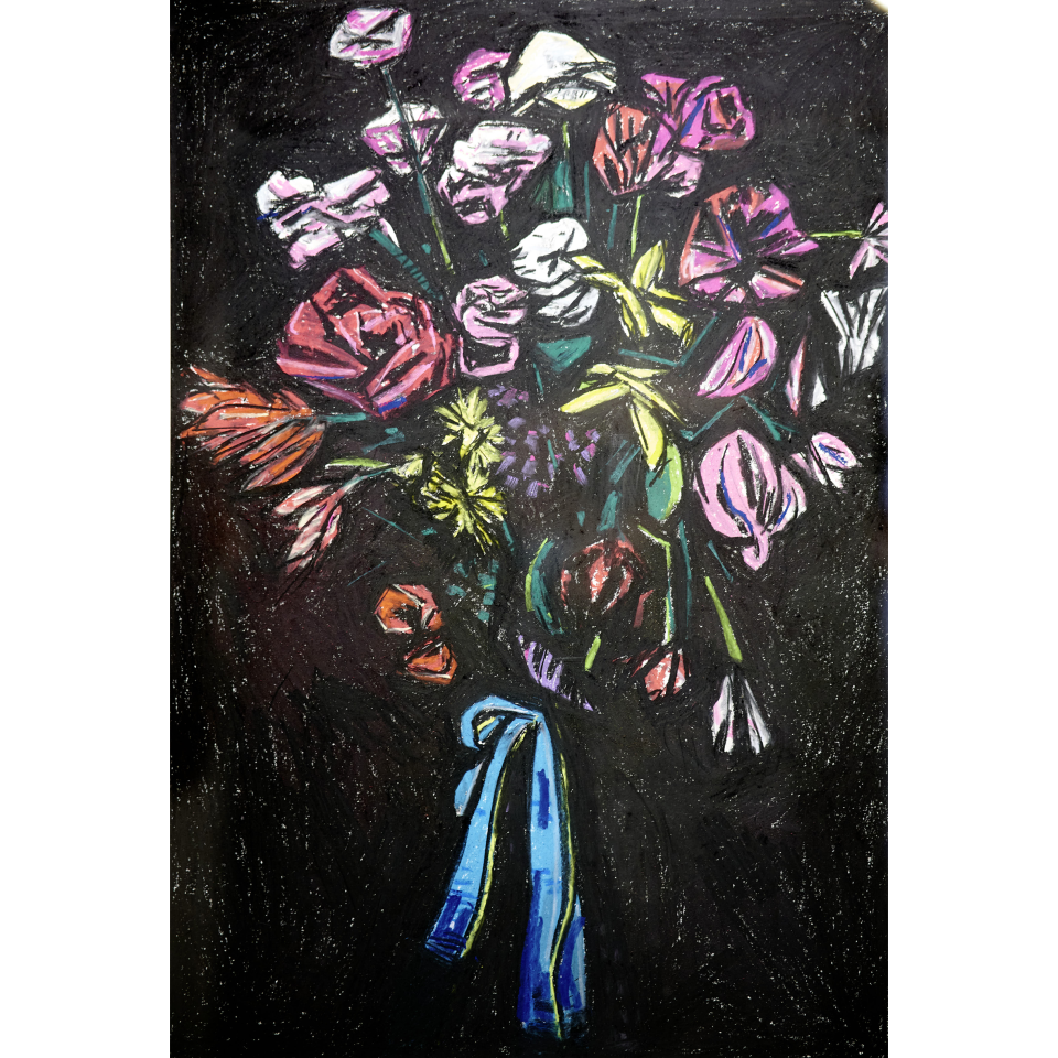Christoph Knitter: Flower Bouquet. Pastel auf Papier, 2022, 45x65cm