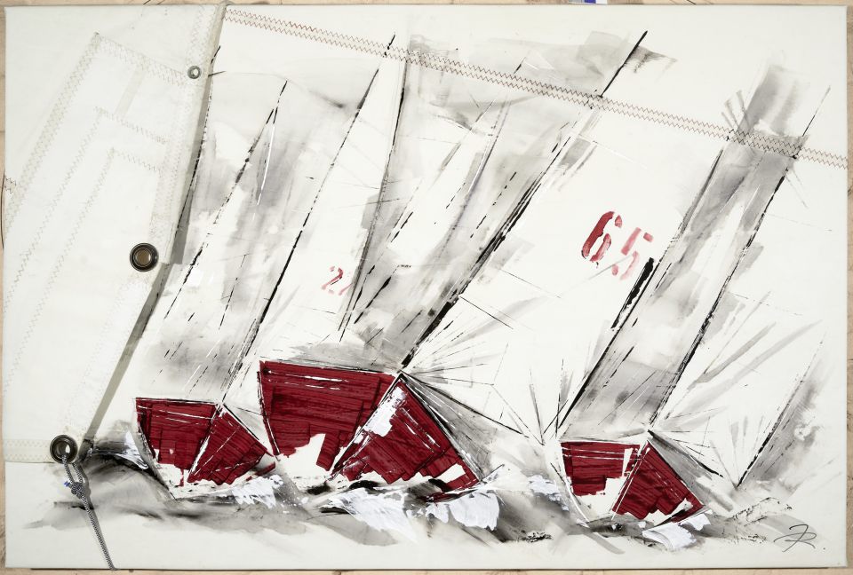 Jeannine Rafoth: Crew 2021, Malerei auf Segeltuch (Acryl, Mischtechnik), 2021, 80x120 cm (600,00 €)