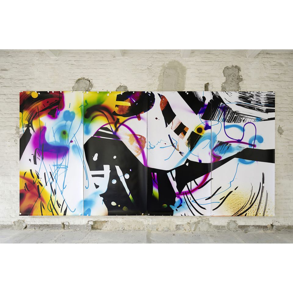 Marta Djourina: o.T. 2018, Direktbelichtung auf analogem Fotopapier, selbst-erstelltes Filmnegativ, Unikat, 4-teilig, je 250 x 127 cm