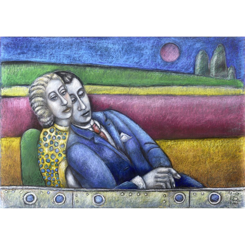 Hanning Bruhn | Meine Eltern auf dem Schweriner See (1938/39). Pastell, 1997