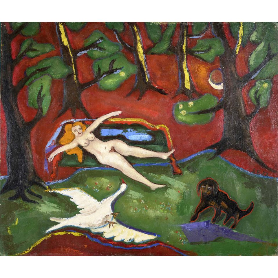 Stefan Eisermann | Die Frau mit Hund und Schwan, 1982