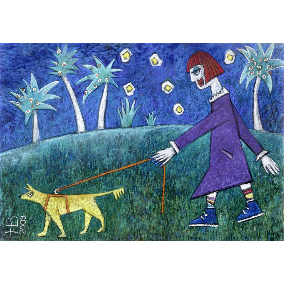 Hanning Bruhn | Anika mit Orion. Pastell, 2009