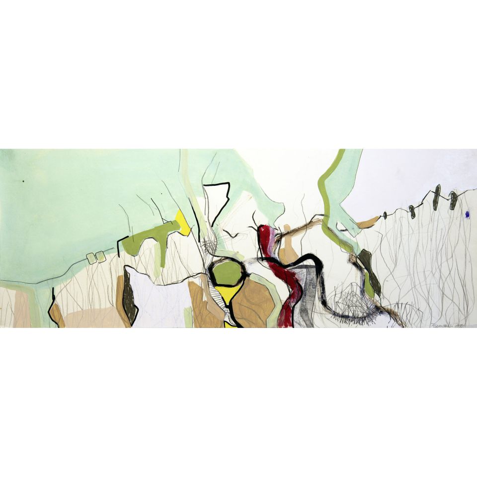 Felix Fugenzahn, Wir sehen uns. 2009, Mischtechnik auf Papier, 72x29 cm