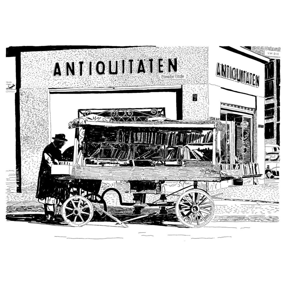Matthias Dettmann, Faschistenjagd. nach einem Text von Guston Salvatore, 1997. Handzeichnung, 2025